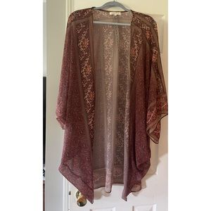 Indigo Soul Kimono, beautiful brown print. Size XL/XXL.